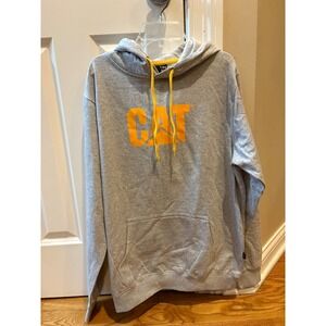 NEOT CAT Caterpillar Gray Logo Pullover Hoodie Sweatshirt Mens Size Large
